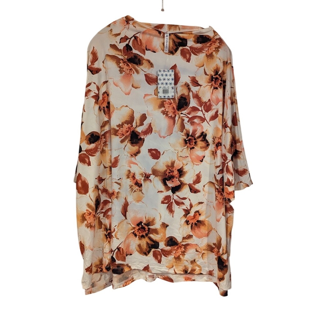 Piphany Rockefeller Floral Dolman Sleeve‎ Oversized Top Cream Rust Size M